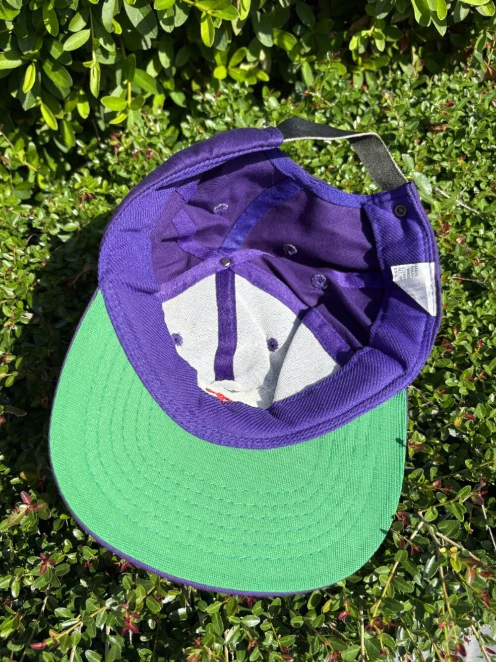 Vintage 1990 MTV Music Television Hat Purple Leather Strapback Cap Taiwan 90s